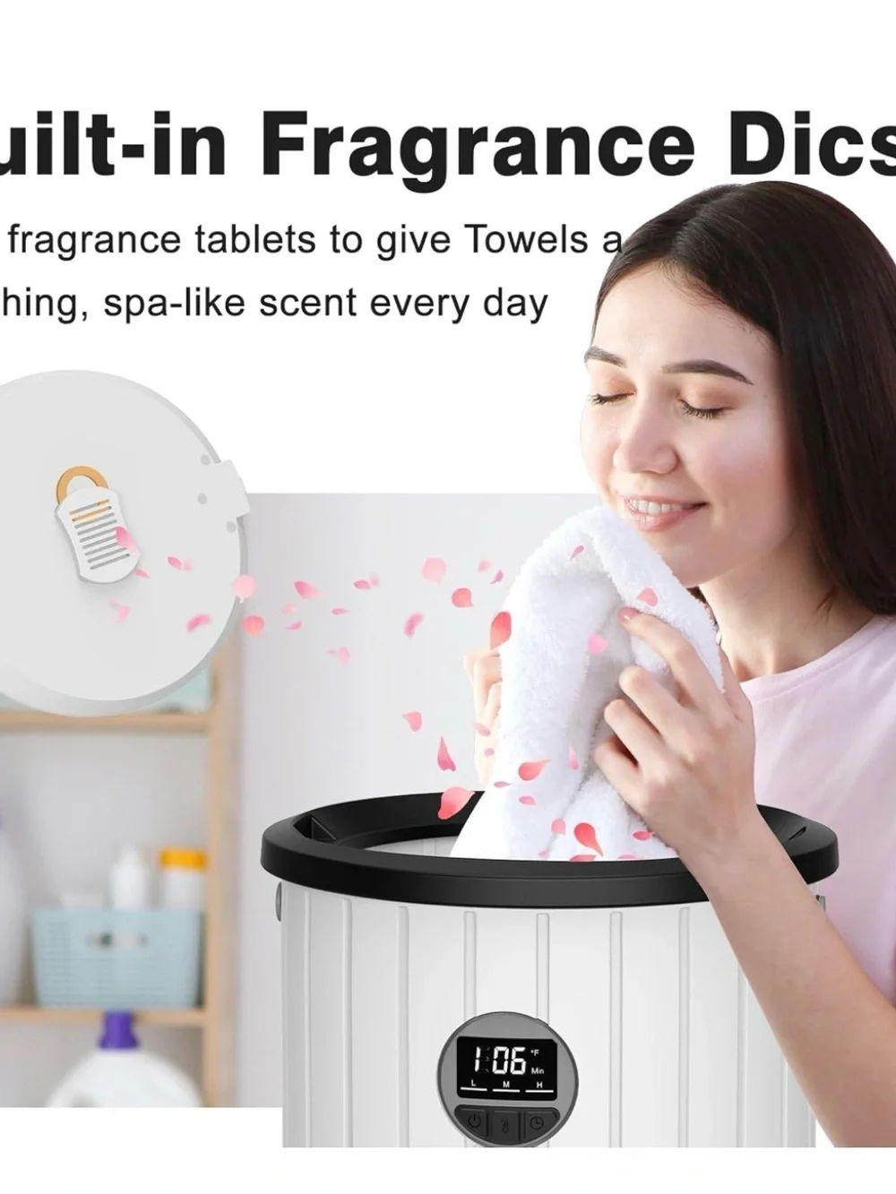 Towel Warmers for Bathroom, 20L Large Bucket with LED Display, 3 Heating Modes